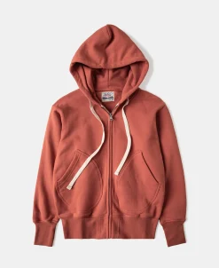 Fashion 17.5 oz Terry Cloth Zip-Up Hoodie - Brick Red Sweatshirts&hoodies