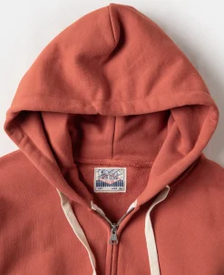 Fashion 17.5 oz Terry Cloth Zip-Up Hoodie - Brick Red Sweatshirts&hoodies