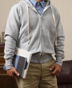 Discount 17.5 oz Terry Cloth Zip-Up Hoodie - Gray Sweatshirts&hoodies
