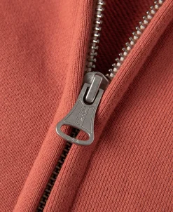 Fashion 17.5 oz Terry Cloth Zip-Up Hoodie - Brick Red Sweatshirts&hoodies