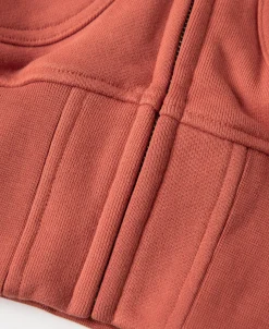 Fashion 17.5 oz Terry Cloth Zip-Up Hoodie - Brick Red Sweatshirts&hoodies