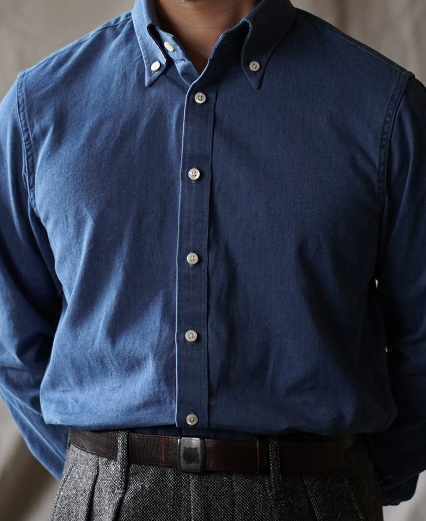 Sale 6.5 oz Washed Denim Button-Down Collar Shirt Denim | Long Sleeve Shirts