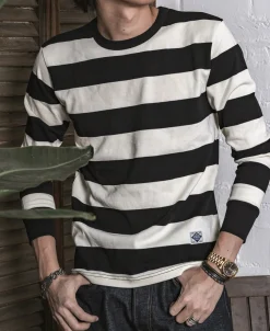 Outlet 9 oz Wide Striped Long Sleeve T-Shirt Long Sleeve T-Shirts | T-shirts
