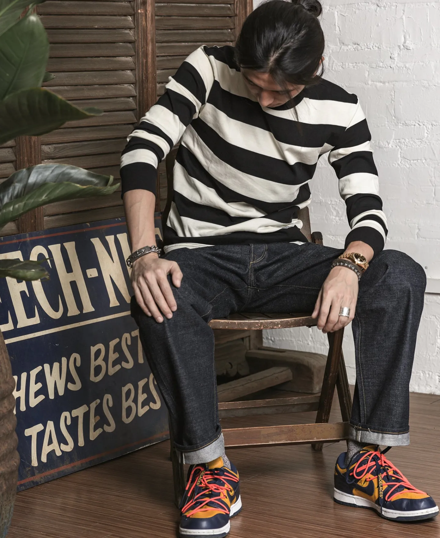 Outlet 9 oz Wide Striped Long Sleeve T-Shirt Long Sleeve T-Shirts | T-shirts