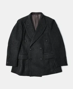 Sale Peak Lapel Double Breasted Tweed Suit Jacket Jackets&coats