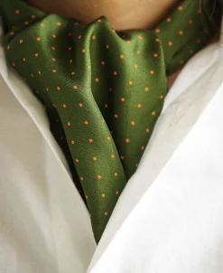 Online Printed Silk Ascot Tie - Green Ties&pocket Squares