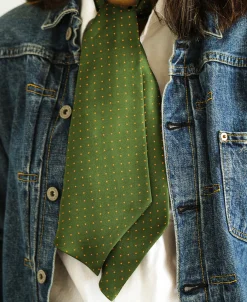 Online Printed Silk Ascot Tie - Green Ties&pocket Squares
