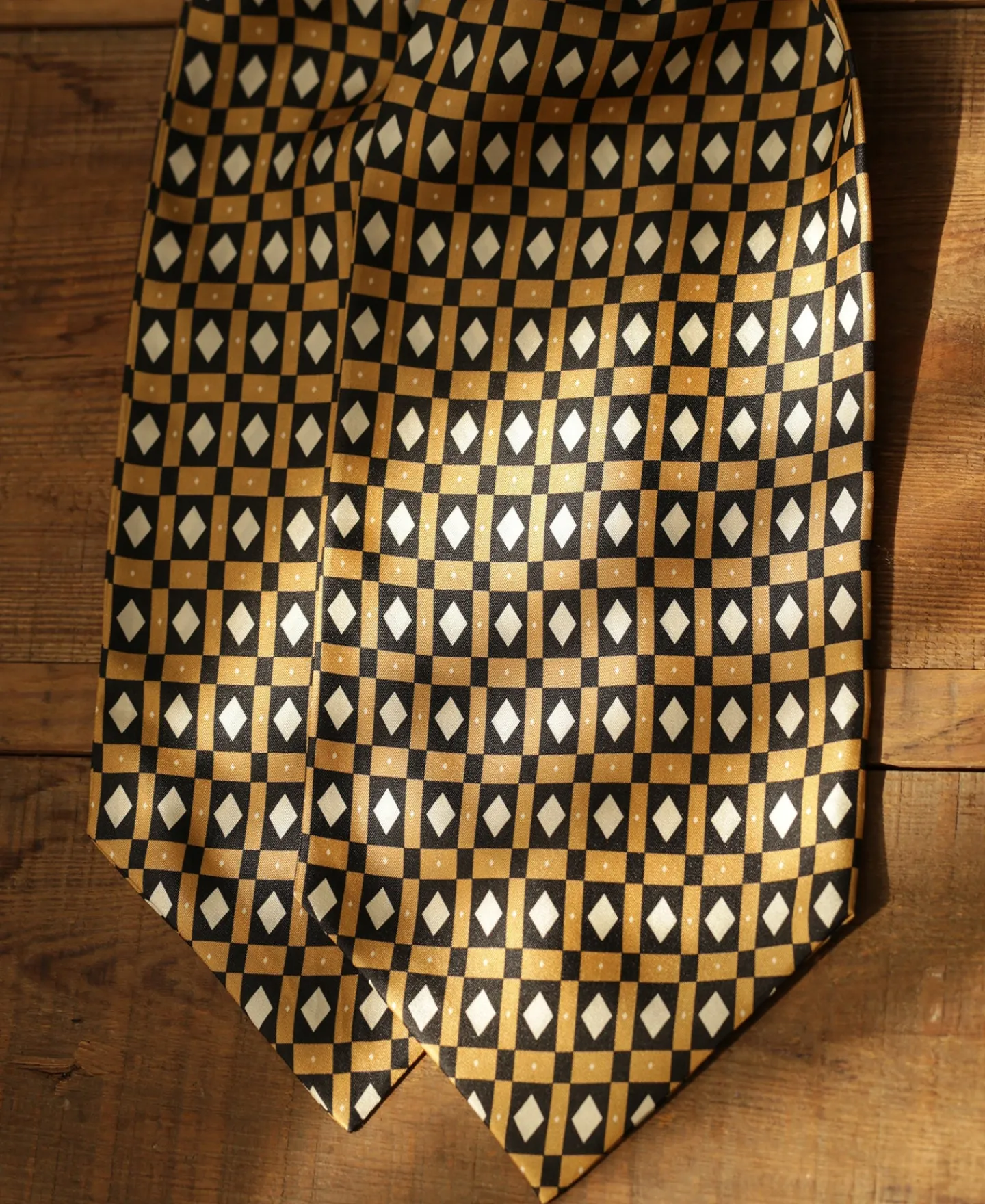 Hot Printed Silk Ascot Tie - Yellow Ties&pocket Squares