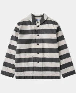 Discount Prison Stripe Shawl Collar Coverall Jacket Jackets&coats