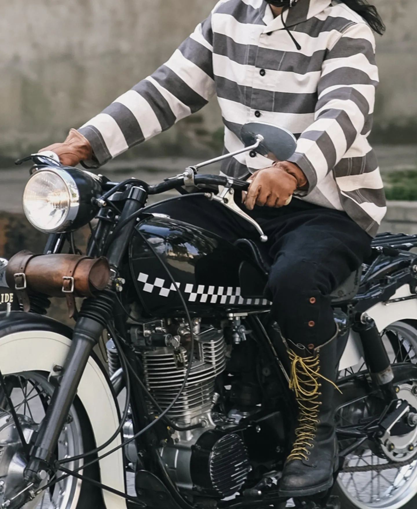 Discount Prison Stripe Shawl Collar Coverall Jacket Jackets&coats