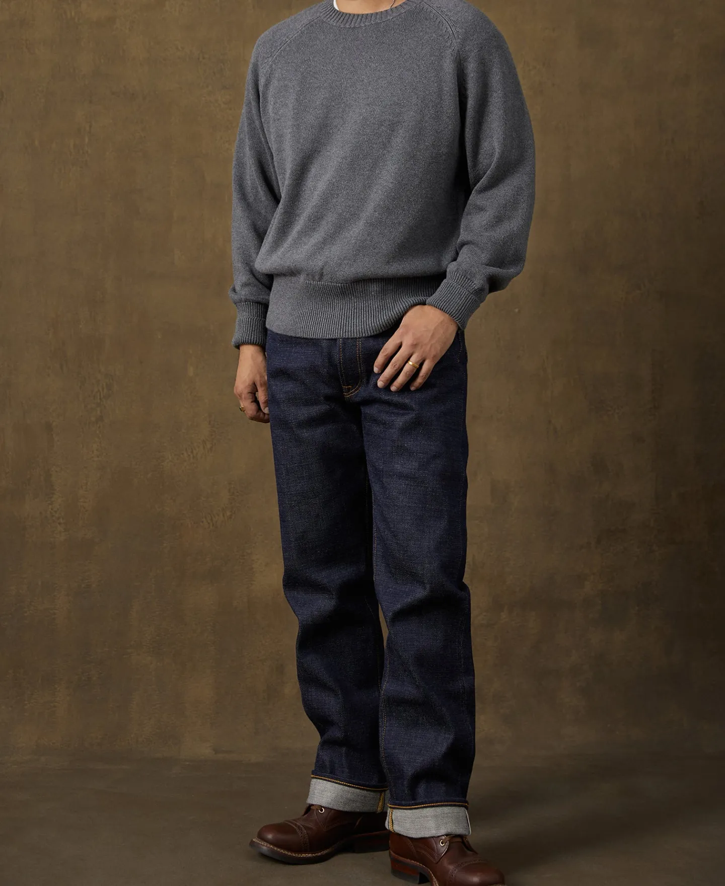 Discount Pullover Crew Neck Cotton&Wool Knit Sweater - Light Gray Knitwear&sweaters
