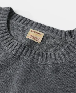 Discount Pullover Crew Neck Cotton&Wool Knit Sweater - Light Gray Knitwear&sweaters