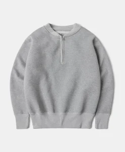 Outlet Racing Half-Zip Heavyweight Fleece Sweatshirt - Gray Sweatshirts&hoodies