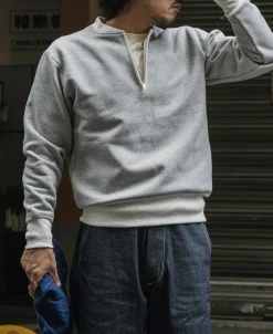 Outlet Racing Half-Zip Heavyweight Fleece Sweatshirt - Gray Sweatshirts&hoodies