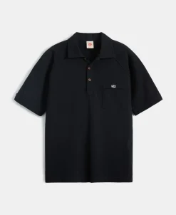 Fashion Raglan Sleeve Cotton-Piqué Polo Shirt - Black Polo Shirts | Short Sleeve T-Shirts
