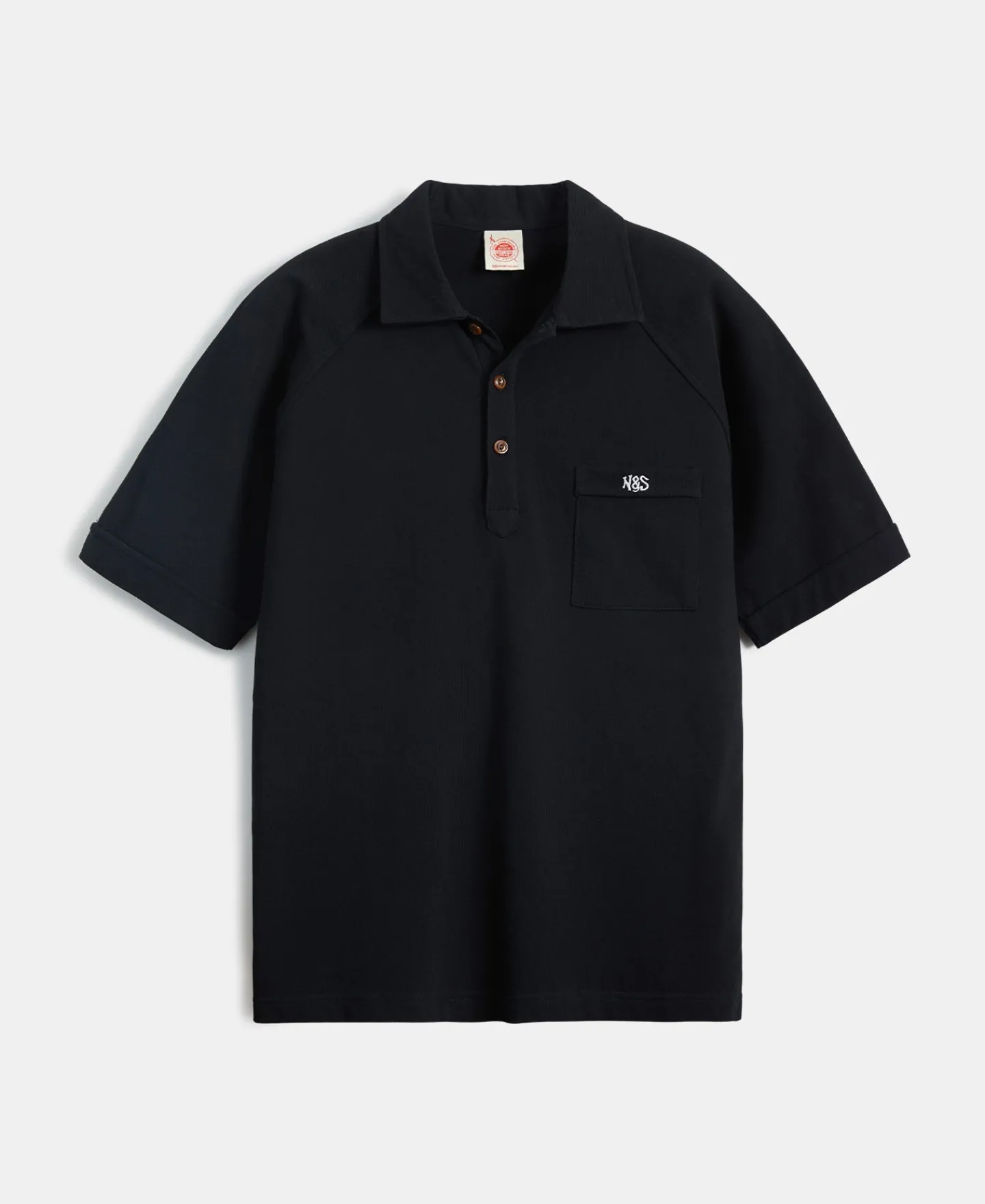 Fashion Raglan Sleeve Cotton-Piqué Polo Shirt - Black Polo Shirts | Short Sleeve T-Shirts