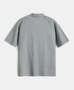 Sale Raglan Sleeve Cotton-Piqué Polo Shirt - Gray Polo Shirts | Short Sleeve T-Shirts