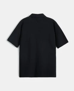 Fashion Raglan Sleeve Cotton-Piqué Polo Shirt - Black Polo Shirts | Short Sleeve T-Shirts