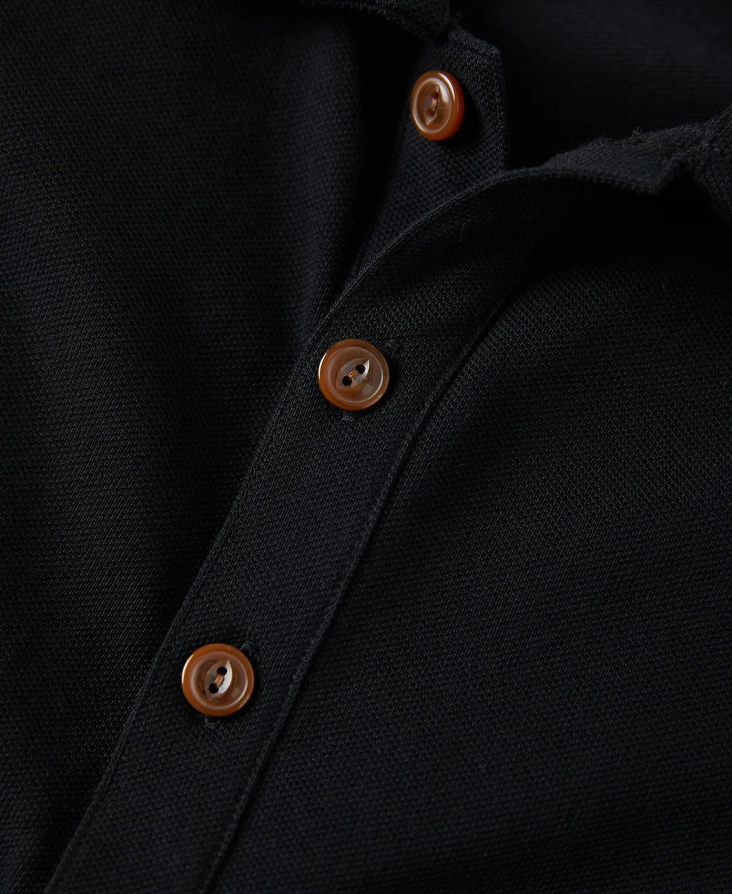 Fashion Raglan Sleeve Cotton-Piqué Polo Shirt - Black Polo Shirts | Short Sleeve T-Shirts