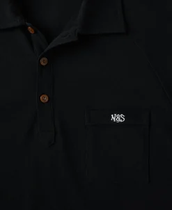 Fashion Raglan Sleeve Cotton-Piqué Polo Shirt - Black Polo Shirts | Short Sleeve T-Shirts