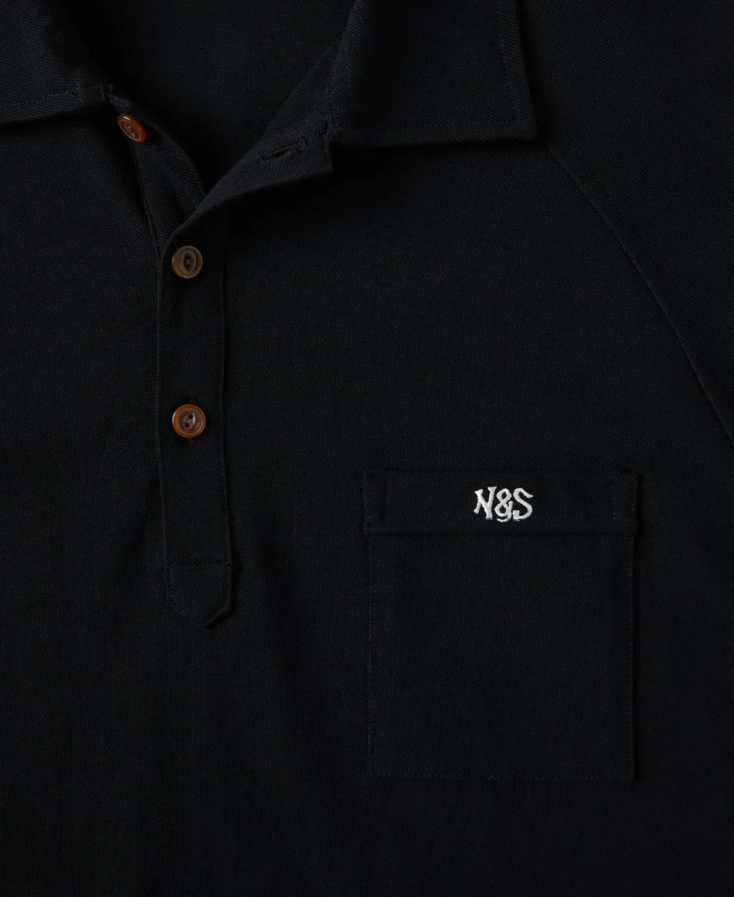 Fashion Raglan Sleeve Cotton-Piqué Polo Shirt - Black Polo Shirts | Short Sleeve T-Shirts