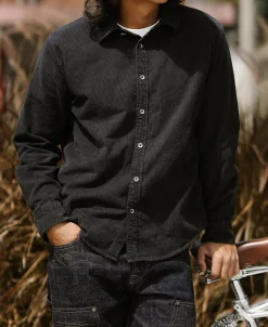 Outlet Regular Fit 11 Wale Corduroy Overshirt - Vintage Black Long Sleeve Shirts | Shirts