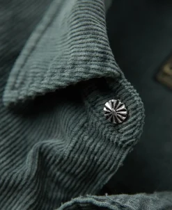 Sale Regular Fit 11 Wale Corduroy Overshirt - Dark Green Long Sleeve Shirts | Shirts