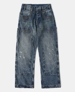 Hot Repaired Embroidered Double Knee Carpenter Jeans Jeans | Denim