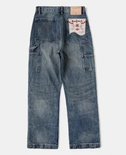 Hot Repaired Embroidered Double Knee Carpenter Jeans Jeans | Denim
