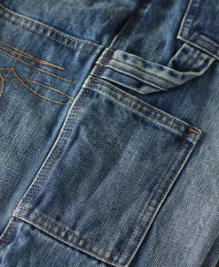 Hot Repaired Embroidered Double Knee Carpenter Jeans Jeans | Denim