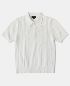 Hot Retro Knitted Jacquard Polo Shirt - White Polo Shirts | T-shirts