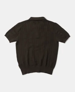 Fashion Retro Knitted Jacquard Polo Shirt - Vintage Olive Knitwear&sweaters | Polo Shirts