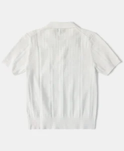 Hot Retro Knitted Jacquard Polo Shirt - White Polo Shirts | T-shirts