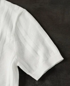Hot Retro Knitted Jacquard Polo Shirt - White Polo Shirts | T-shirts