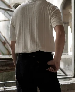 Hot Retro Knitted Jacquard Polo Shirt - White Polo Shirts | T-shirts