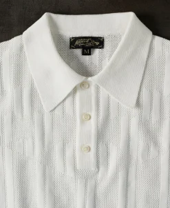 Hot Retro Knitted Jacquard Polo Shirt - White Polo Shirts | T-shirts