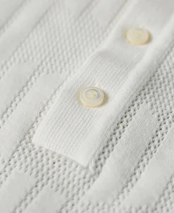 Hot Retro Knitted Jacquard Polo Shirt - White Polo Shirts | T-shirts