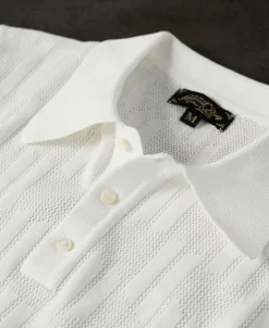 Hot Retro Knitted Jacquard Polo Shirt - White Polo Shirts | T-shirts