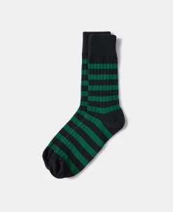 Sale Retro Striped Cotton Socks - Black/Green Socks | Tank Tops&vests&boxers