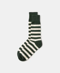 Best Retro Striped Cotton Socks - Green/White Socks | Tank Tops&vests&boxers