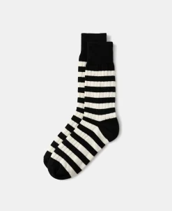 Outlet Retro Striped Cotton Socks - Black/White Socks | Tank Tops&vests&boxers