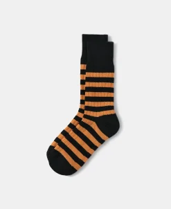 Online Retro Striped Cotton Socks - Black/Orange Socks | Tank Tops&vests&boxers