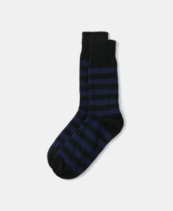 Best Retro Striped Cotton Socks - Black/Blue Socks | Tank Tops&vests&boxers