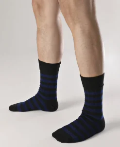 Best Retro Striped Cotton Socks - Black/Blue Socks | Tank Tops&vests&boxers