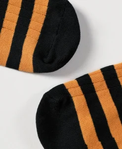 Online Retro Striped Cotton Socks - Black/Orange Socks | Tank Tops&vests&boxers