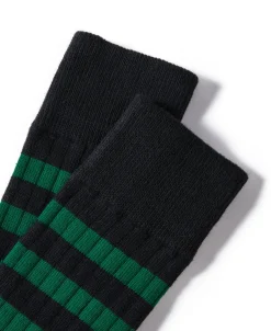 Sale Retro Striped Cotton Socks - Black/Green Socks | Tank Tops&vests&boxers