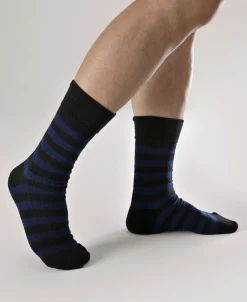 Best Retro Striped Cotton Socks - Black/Blue Socks | Tank Tops&vests&boxers