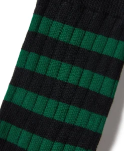 Sale Retro Striped Cotton Socks - Black/Green Socks | Tank Tops&vests&boxers
