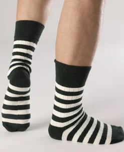 Best Retro Striped Cotton Socks - Green/White Socks | Tank Tops&vests&boxers