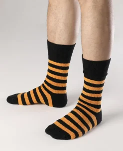Online Retro Striped Cotton Socks - Black/Orange Socks | Tank Tops&vests&boxers